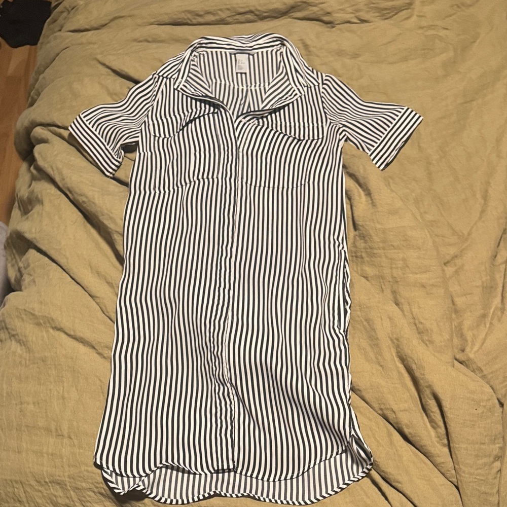 Silky short sleeve shirt dress